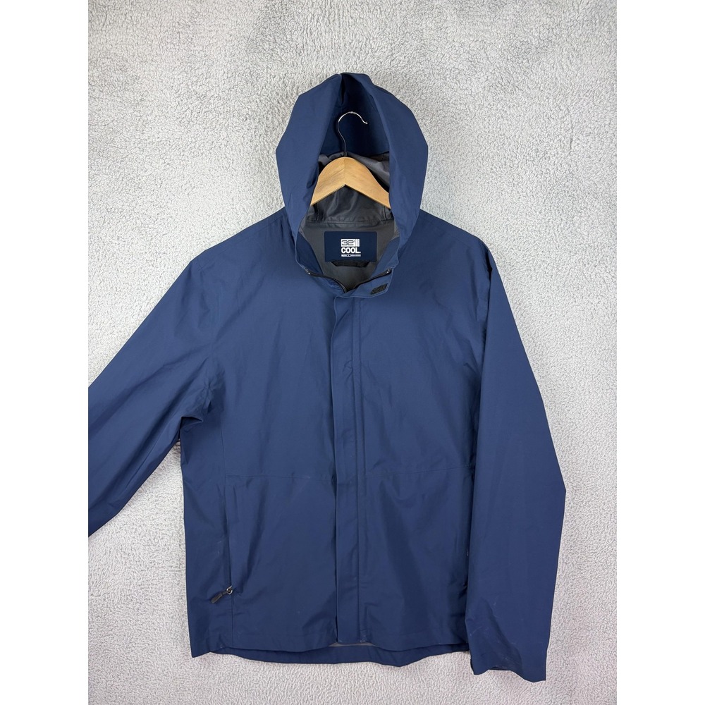 32 Degrees Cool Jacket Mens Large Blue Hooded Windbreaker Full Zip Lightweight